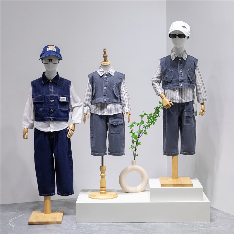 速发儿童模特道具半身小孩实木挂件手服装全身展示架童装店橱窗人