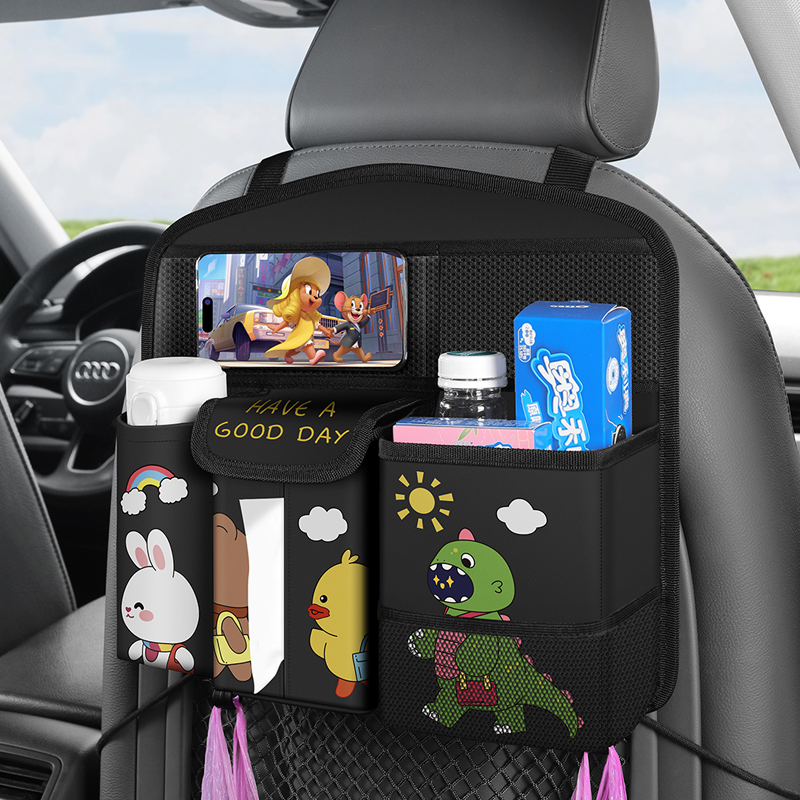 速发车载垃圾合纸巾盒二桶一车内上物桶挂式汽车椅背收纳袋车置用