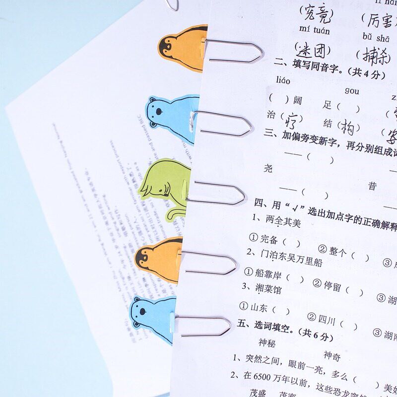 速发可爱回形针创意彩色动物曲别针书签夹子文具心形色异形回型回