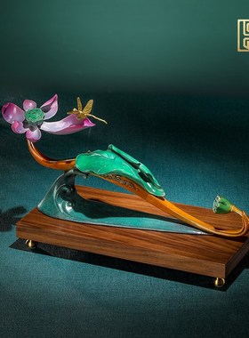 速发彩铜莲花摆件客厅玄关禅意装饰如意工艺业开品居迁新乔送