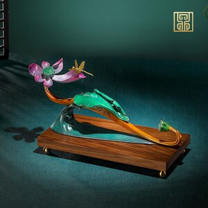 速发彩铜莲花摆件客厅玄关禅意装饰如意工艺业开品居迁新乔送