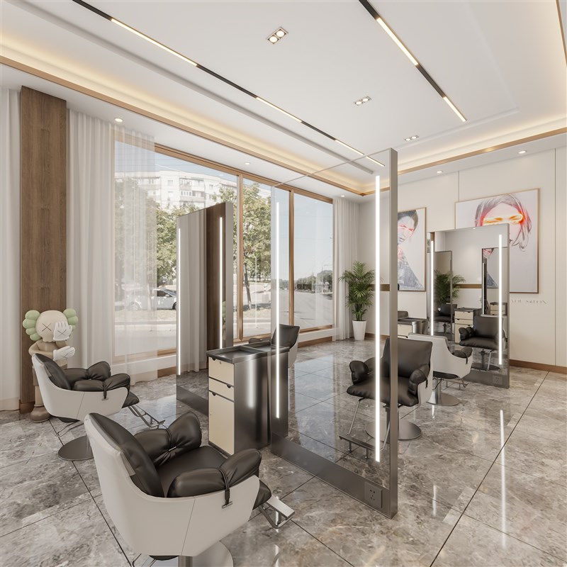 现货双面镜台展示柜发廊理发店网红全身镜带灯一体剪发工具柜美发