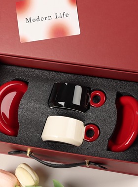 速发陶瓷咖啡杯碟套装高档精致杯子对伴迁盒新婚乔礼搬家礼物杯手