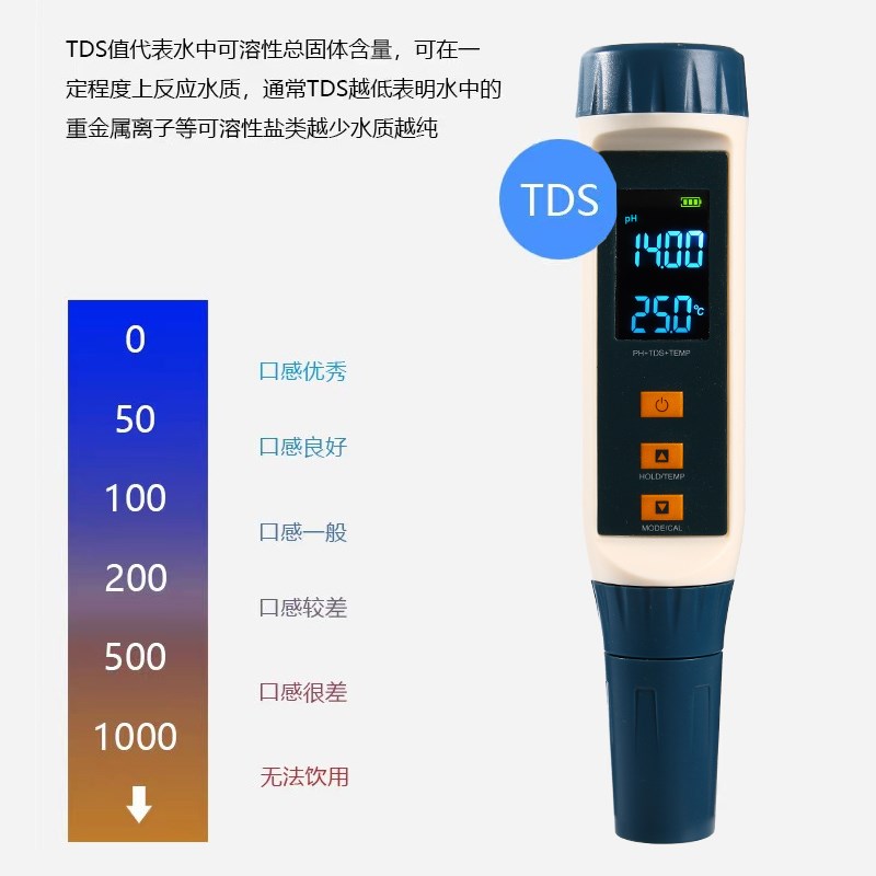速发水质ph值检测笔高精度便携式手持溶液ph计水族鱼缸酸碱度温度