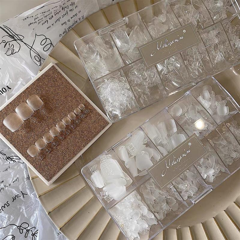 正品脚甲片盒装超薄磨砂|透明全号免刻美甲穿戴工具精致耐用创意