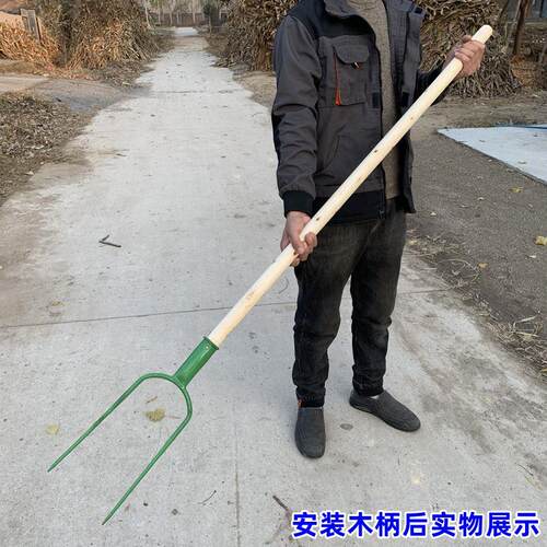 速发二齿叉子农用稻草叉二股直叉子直齿耙子叉草工具两齿叉子插子