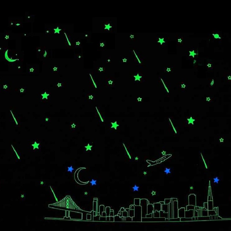 保真速发专用贴画夜明超亮银光玻璃发光星K星夜光贴纸墙贴纸萤光