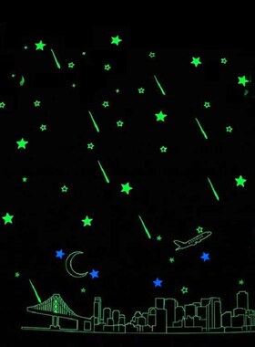 保真速发专用贴画夜明超亮银光玻璃发光星K星夜光贴纸墙贴纸萤光