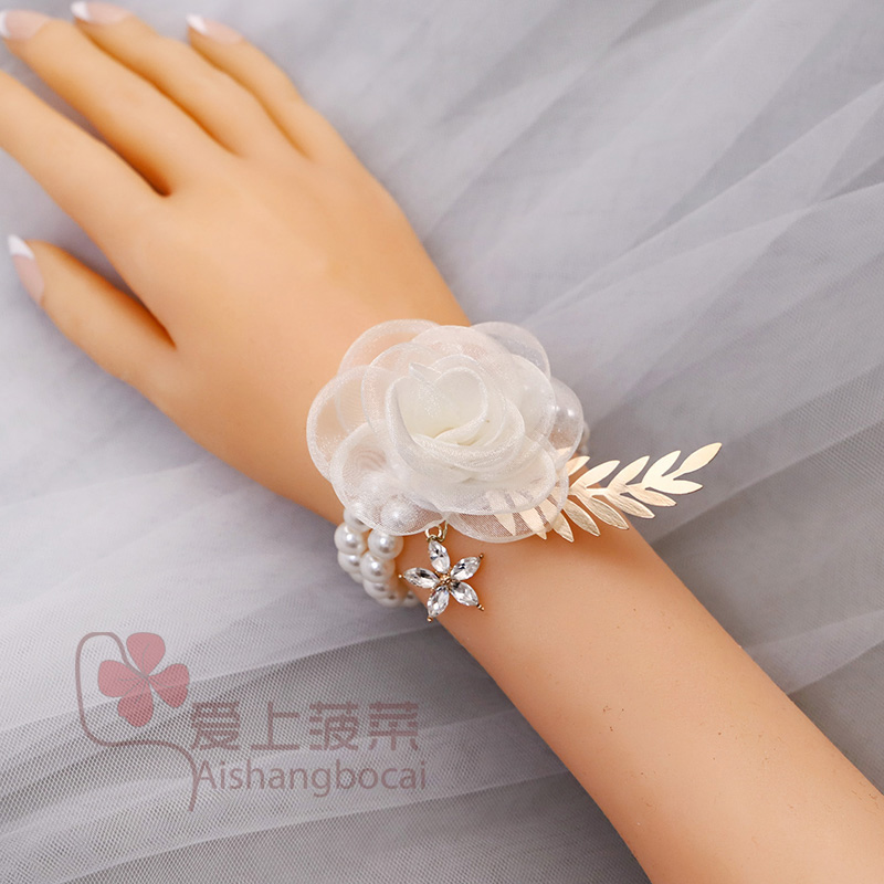 速发超仙小清新娘手礼花伴娘花手朵手环姐妹团珍珠手链伴手腕儿童