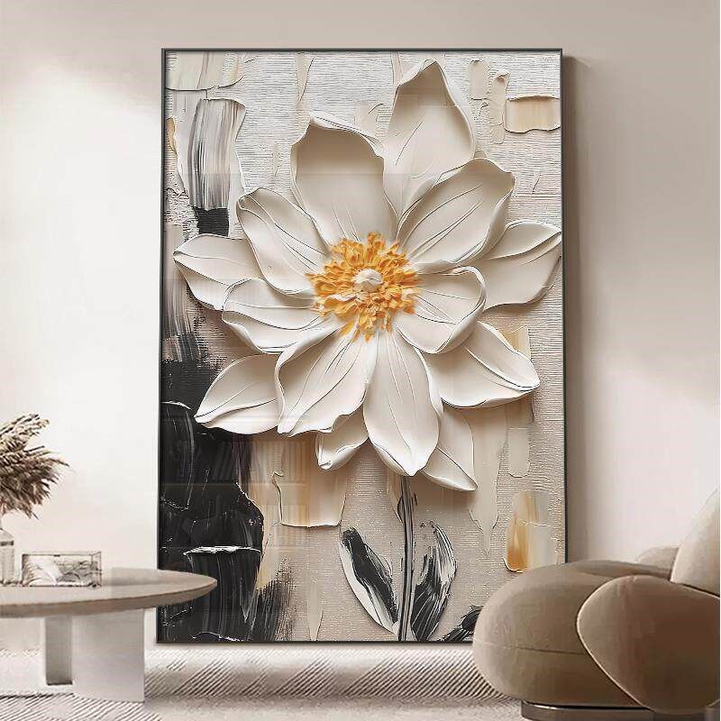 速发现代简约客厅装饰画抽象肌理花卉沙发背景墙挂画高级感落地画