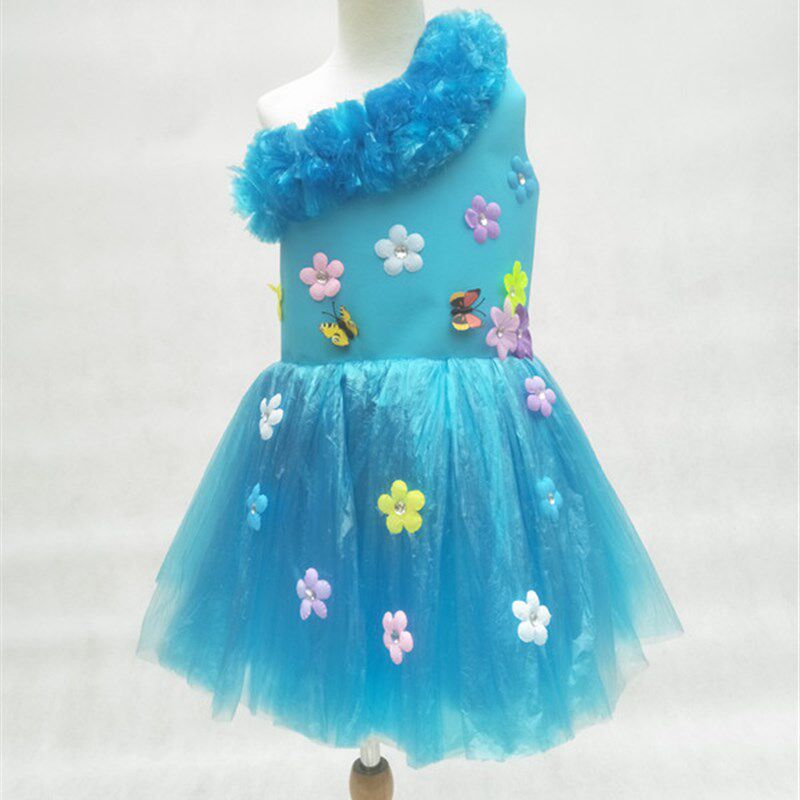保真速发新款儿童环保服DIY手工制作时装秀演R出服幼儿园服装女亲