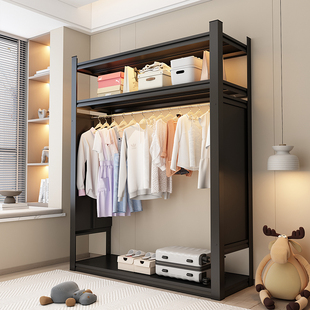 速发货架开放式 收纳多层衣物架 挂衣简置柜公寓房宿舍衣橱架易组装