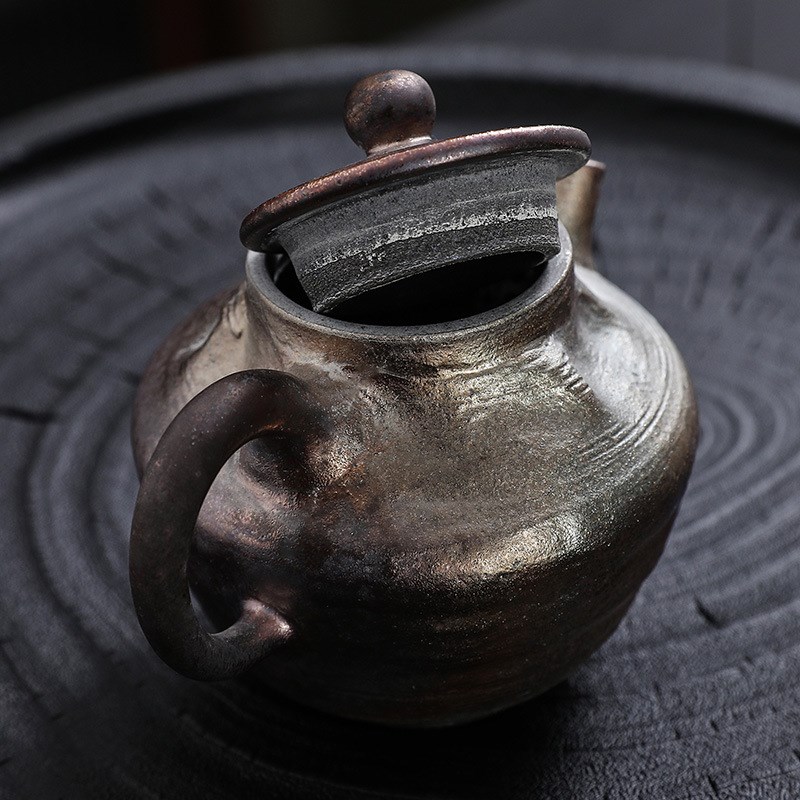 现货周开水大师柴烧复古手工v茶壶茶道功夫茶具球孔泡茶壶个人专
