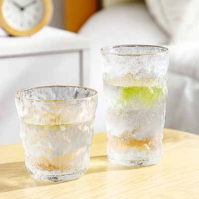 速发冰川纹玻璃杯耐高温夏量式家用水容日大杯高颜值咖啡啤酒杯