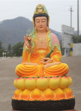 速发新品上架树脂佛璃纤维神像佛像 68cm粉彩观菩音萨 观世音玻像