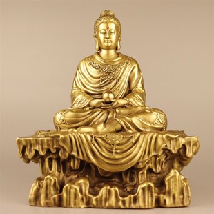 速发黄铜日迦牟尼佛佛像摆件家用释奉大释如来佛祖供迦摩尼佛铜像
