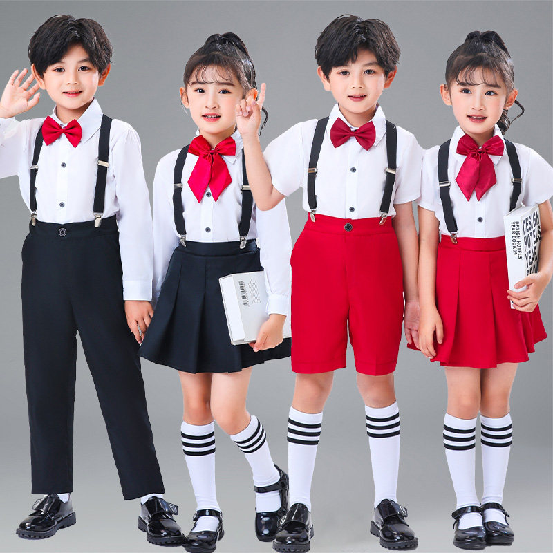 速发六一儿童演出服男童背带裤礼服小学生合唱女童主持人朗诵表演