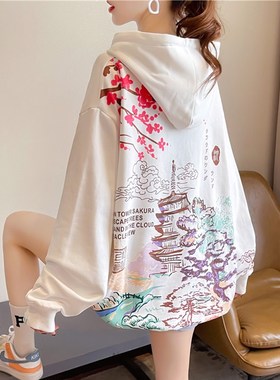 速发春季大码装薄025年新款连帽中春风卫衣早国宽松上衣2款外套潮