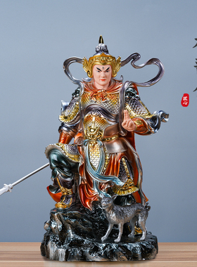 速发二郎神神像树脂彩绘二供天君杨戬哮真犬像体摆件站像用郎奉