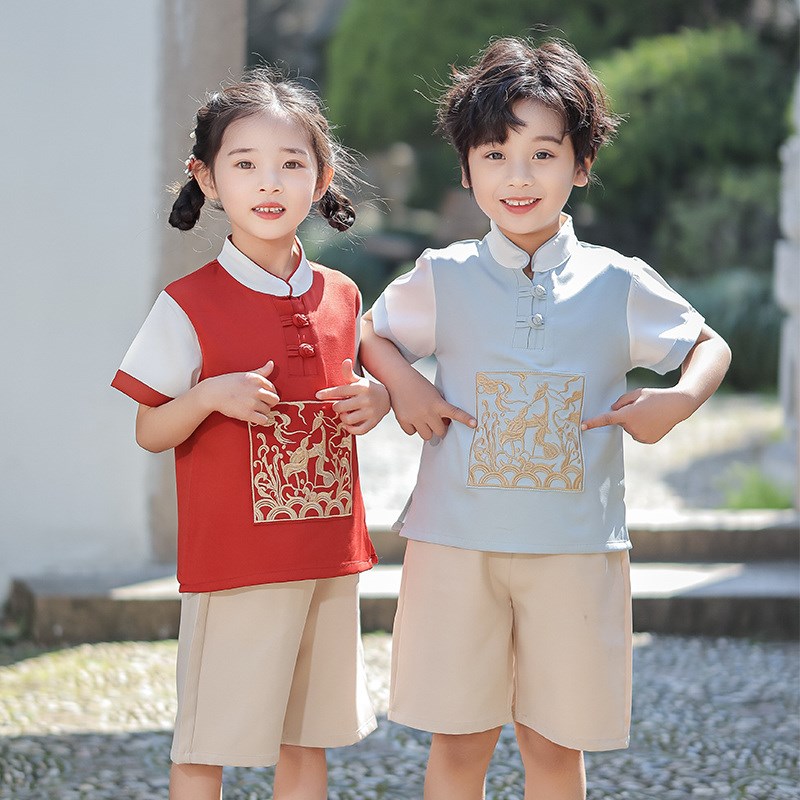 现货男童汉服夏装新款中国风古装幼儿园表演演出服女童国学服儿童