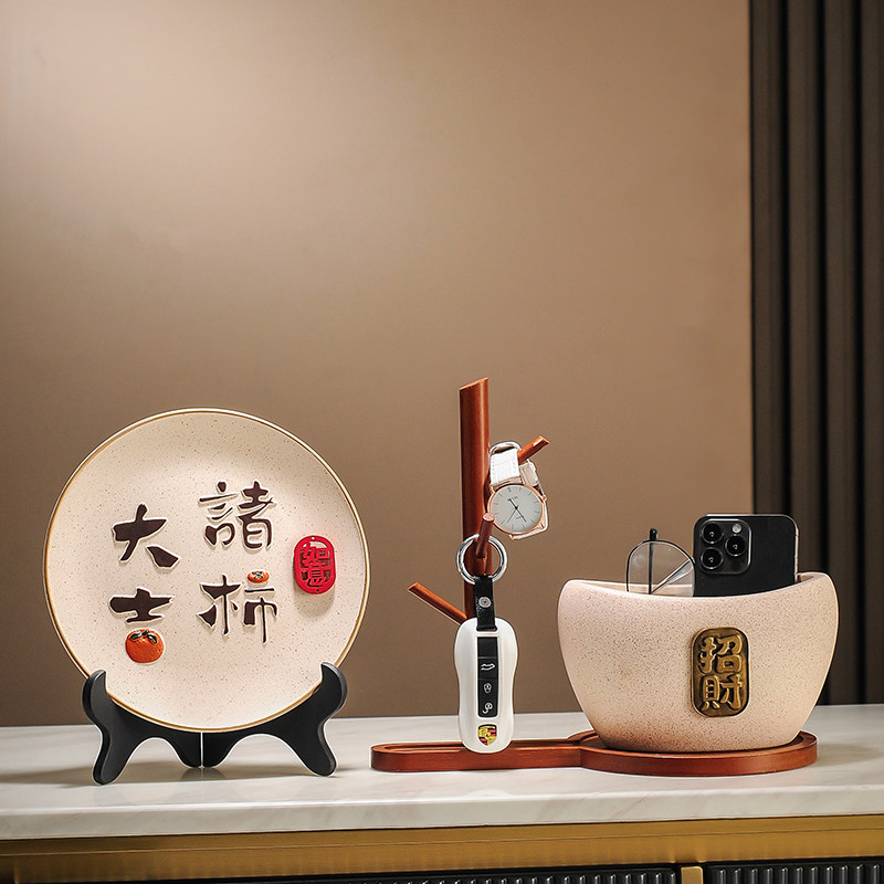 速发新中式诸事大吉摆件玄关展示柜客厅装饰品电视柜酒柜乔迁新居