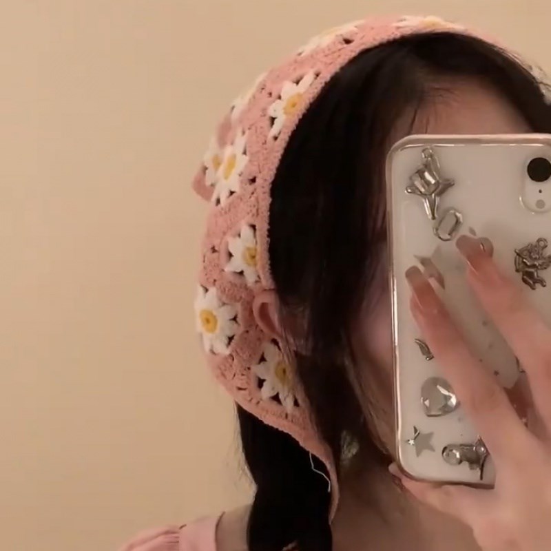 速发邻家女idol!法式复古三角巾!凹造型包头巾拍照女甜美发带盘
