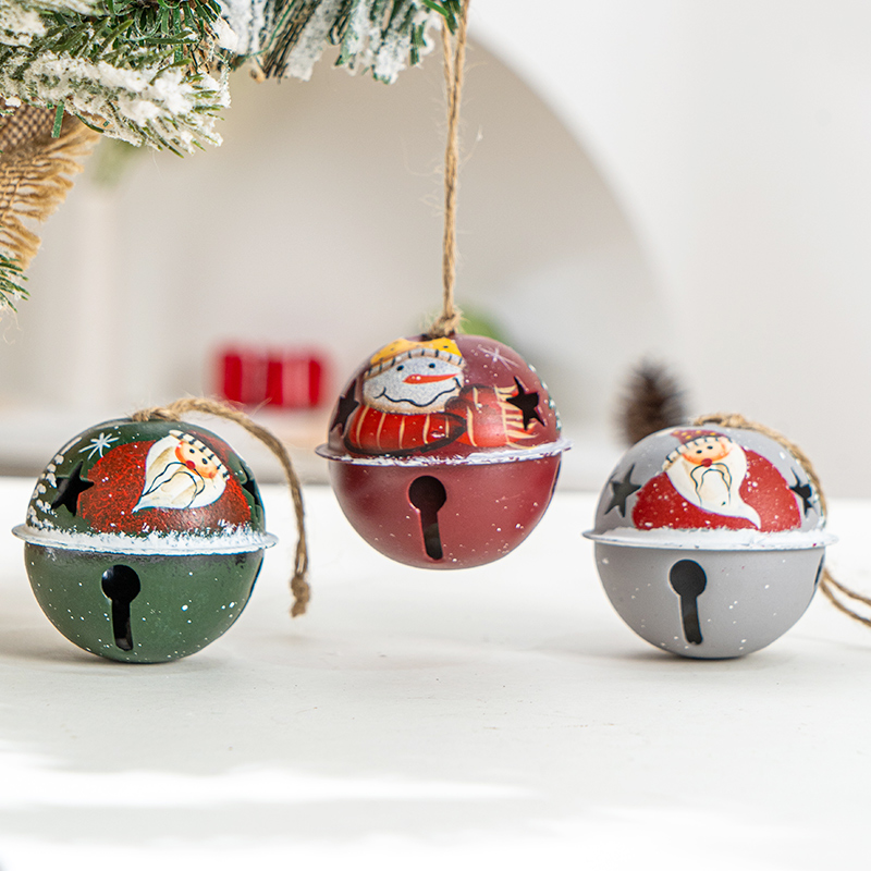 速发圣诞铃脂老人装人树铛挂件圣诞树铃铛装饰圣诞铁艺铃铛雪饰挂