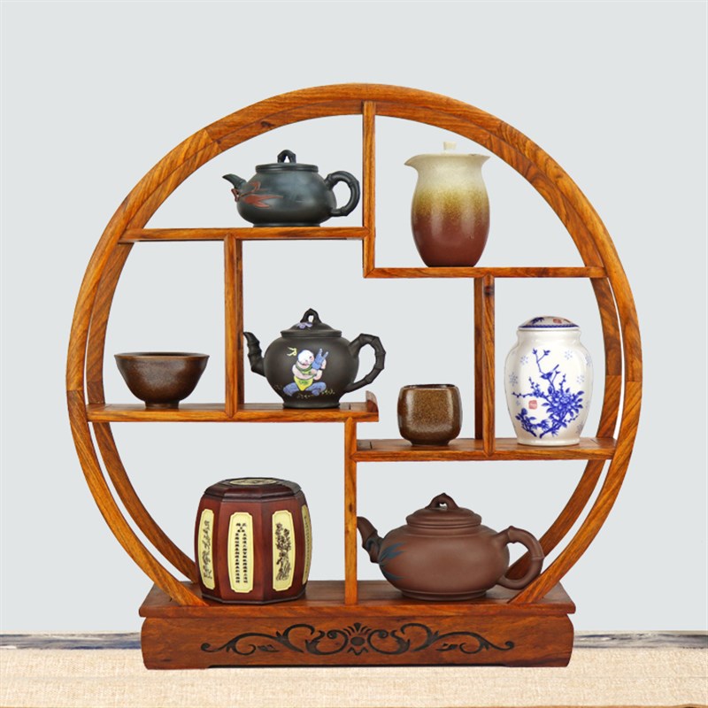 速发实木博古架小亚花梨木多宝阁中式茶壶具展示架收纳