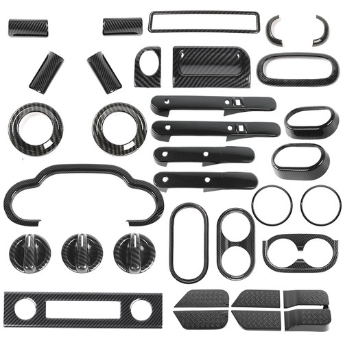 速发专用于07-10p牧马人JK内饰改装中控方向盘碳纤纹装饰配件