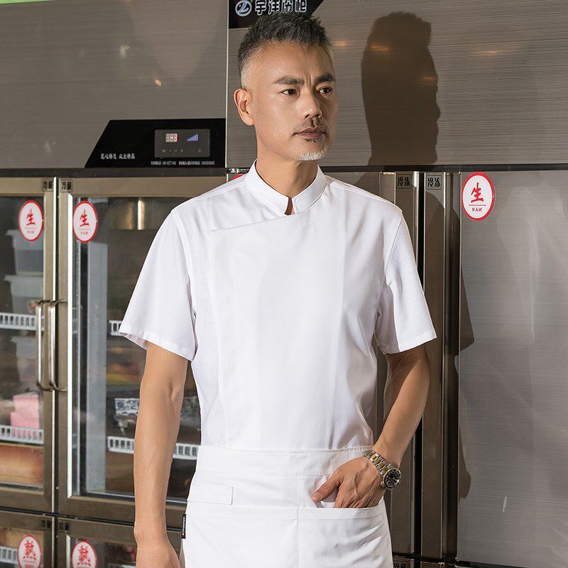 速发酒店厨师长透作服男高档餐饭厅店总厨烘焙厨师服夏装工气