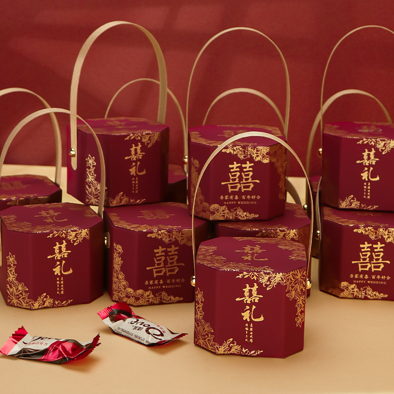 手提2024新款八角结婚喜糖盒