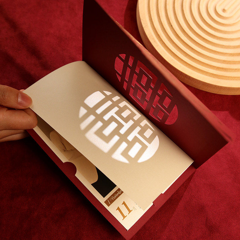 2026新款中式结婚请柬定制喜帖照片打印简约高级感纸质婚礼邀请函