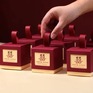 结婚喜糖盒可手提袋中式婚礼订婚喜糖袋子礼盒空盒宾客伴手礼回礼