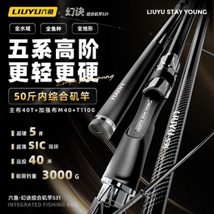 六鱼矶钓竿滑漂路滑远投专用超轻硬大导环碳素钓鱼杆手海两用矶竿