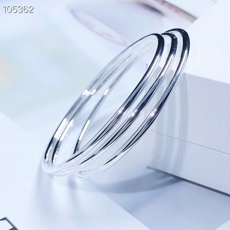 林钰银饰足银99三生三世亮面纯银手镯女实心圈口镯子送女友礼物