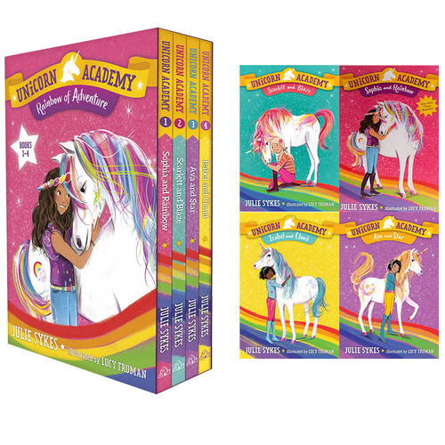 预售 英文原版 Unicorn Academy: Rainbow of Adventure Boxed Set (Books 1-4) 独角兽学院 冒险故事友谊主题 少儿桥梁章节小说