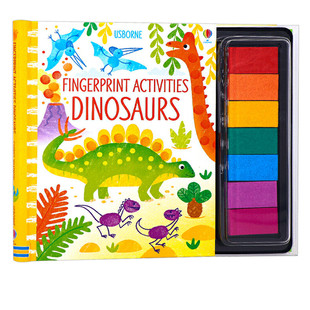 Dinosaurs 尤斯伯恩 指纹绘画恐龙 Usborne 经典 Fingerprint 英文原版 Activities 创意指印游戏书 低幼儿童艺术启蒙