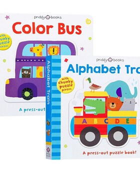 英文原版 Puzzle and Play Alphabet Train/Colour Bus 2册 拼图拼拼书 纸板操作书 低幼英语单词启蒙翻翻书