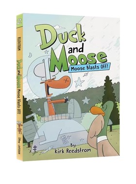 英文原版 Duck and Moose: Moose Blasts Off! 精装 漫画绘本图画书 友谊主题 幽默故事书 24年新品