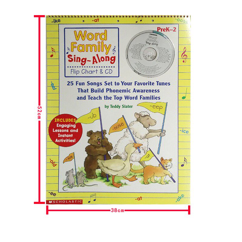 英文原版 Word Family Sing Along Flip Chart & CD 学乐儿童单词学习地板书 活动挂图 附CD 韵文童谣