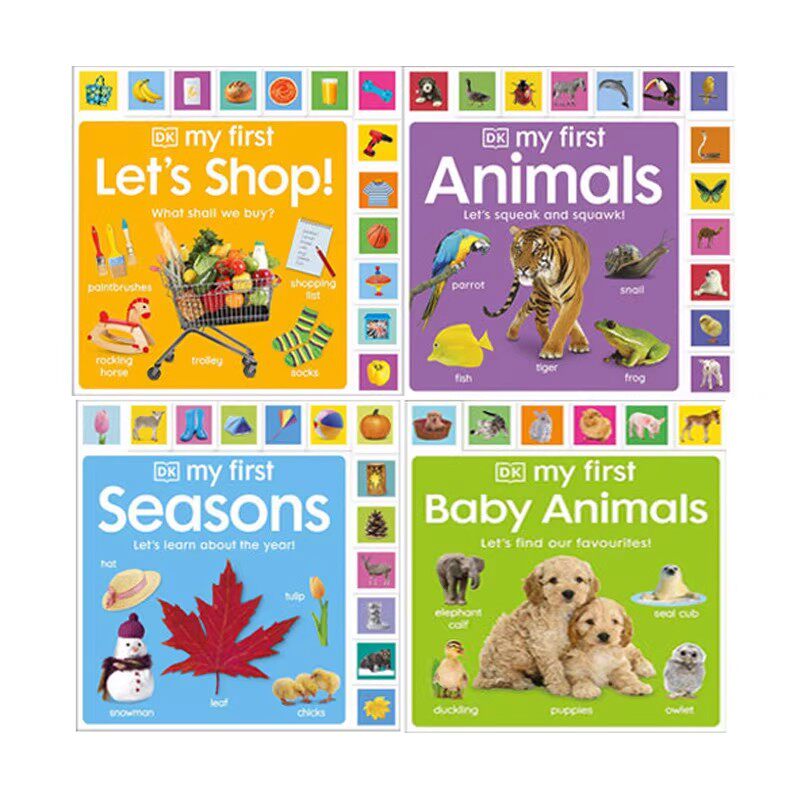 英文原版 DK my first Words系列农场季节单词动物颜色 4册套装 纸板大开本版 DK启蒙单词书 DK幼儿认知百科全书 异形花边创意书