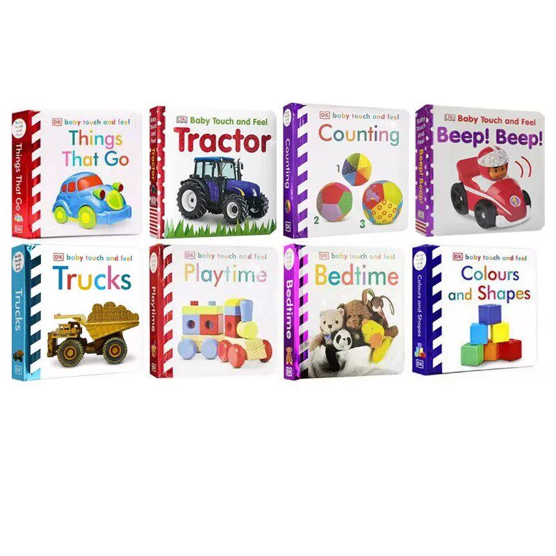 英文原版DK Baby Touch and Feel 触摸书 8册 Playtime/Trucks/Tractor DK婴幼儿 宝宝触摸书 启蒙早教绘本 纸板书 晚安故事