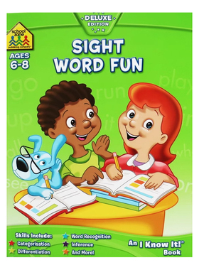 英文原版 6-8岁学乐练习册 School Zone I Know It Workbook Deluxe Edition Sight Word Fun