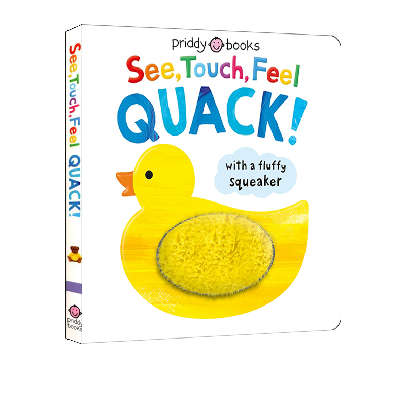 英文原版 See Touch Feel: Quack! 纸板触摸书 触觉视觉嗅觉感官认知 呱呱! 幼儿早教英语启蒙图画书 亲子互动 Roger Priddy