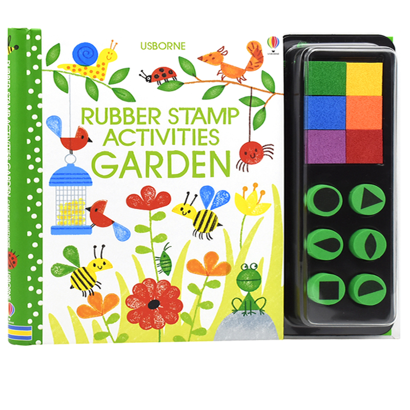 Usborne 英文原版 Rubber Stamp Activities Garden 尤斯伯恩 经典创意指印游戏书 指纹绘画秘密花园 低幼儿童艺术启蒙