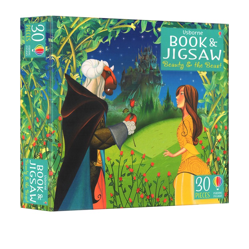 英文原版 Usborne Book and Jigsaw Beauty and the Beast 美女与野兽拼图 附拼图书 儿童早教益智拼图玩具 尤斯伯恩