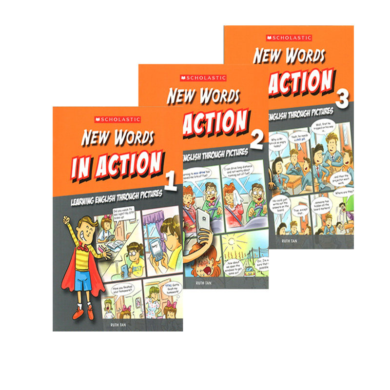 新词汇 学乐出品 Scholastic In Action New Words 画里画外轻松学英语 3册漫画版图解英语 英文原版