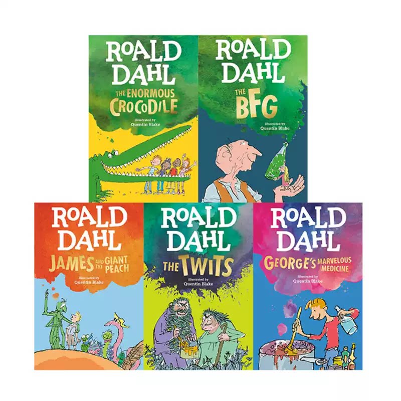 预售 Roald Dahl 罗尔德达尔小说 英版 5册合售  The Giraffe and the Pelly and Me 长颈鹿、小鹈儿和我 Esio Trot 咕呜爱情咒