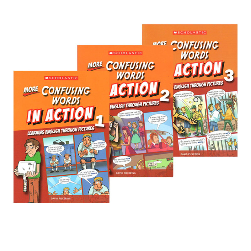 易混淆词补充 学乐出品 Scholastic In Action More Confusing Words 画里画外轻松学英语 3册漫画版图解英语 英文原版