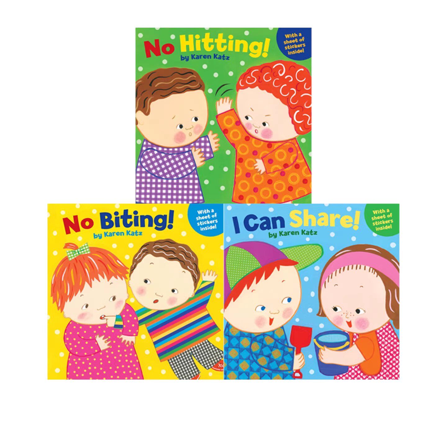 预售 英文原版 No Hitting/Biting/I Can Share/ I Can Share 3册附贴纸 幼儿教养 生活习惯启蒙绘本 亲子教育互动学习 卡伦卡茨